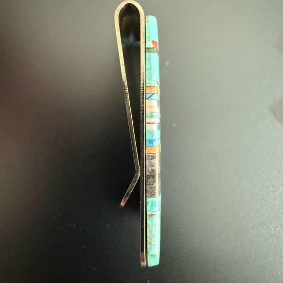 Turquoise Multi-Color Inlay Money Clip - Picture 4 of 6